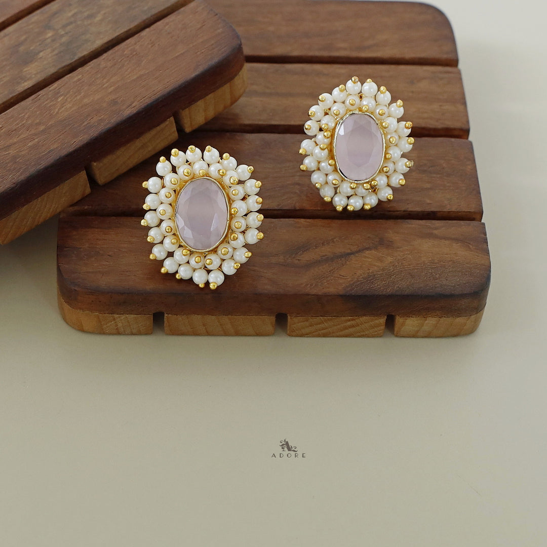 Ahelia Glossy Oval Cluster Pearl Earring
