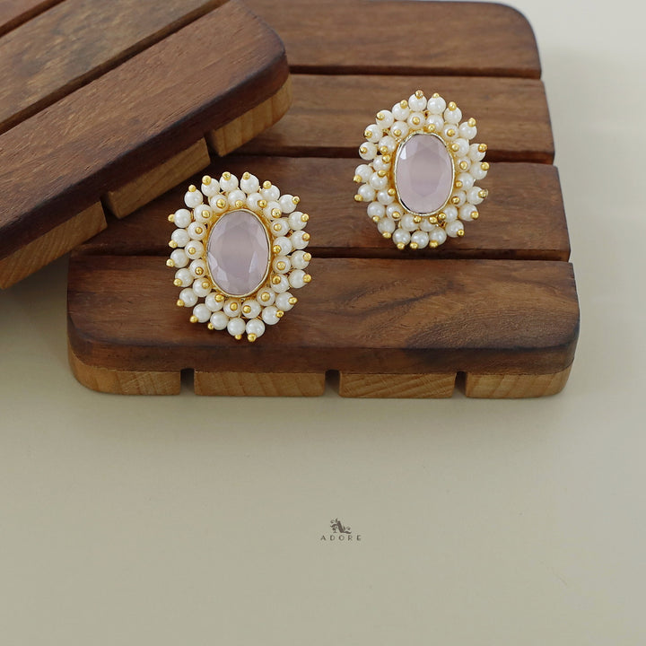 Ahelia Glossy Oval Cluster Pearl Earring