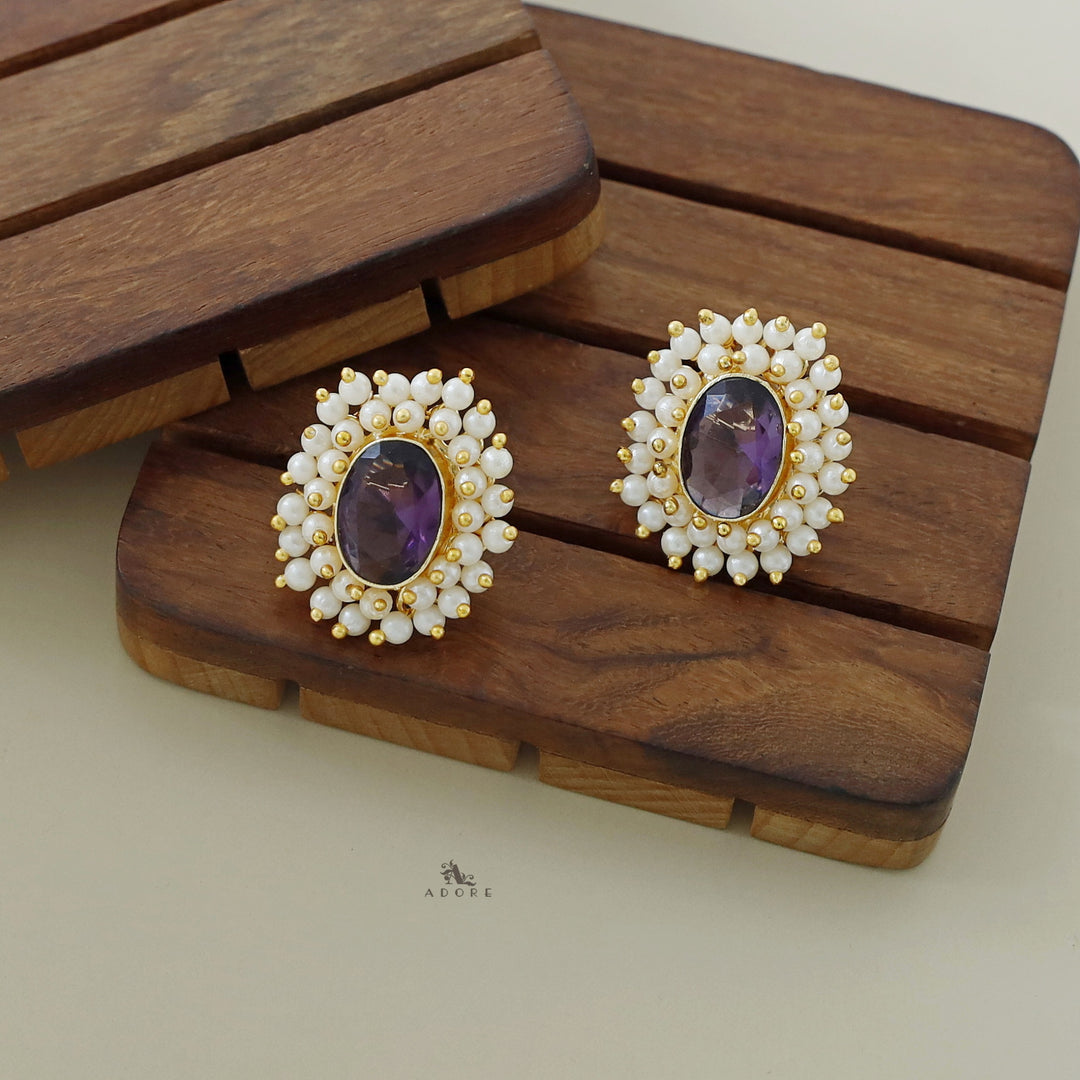 Ahelia Glossy Oval Cluster Pearl Earring