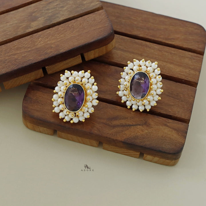Ahelia Glossy Oval Cluster Pearl Earring