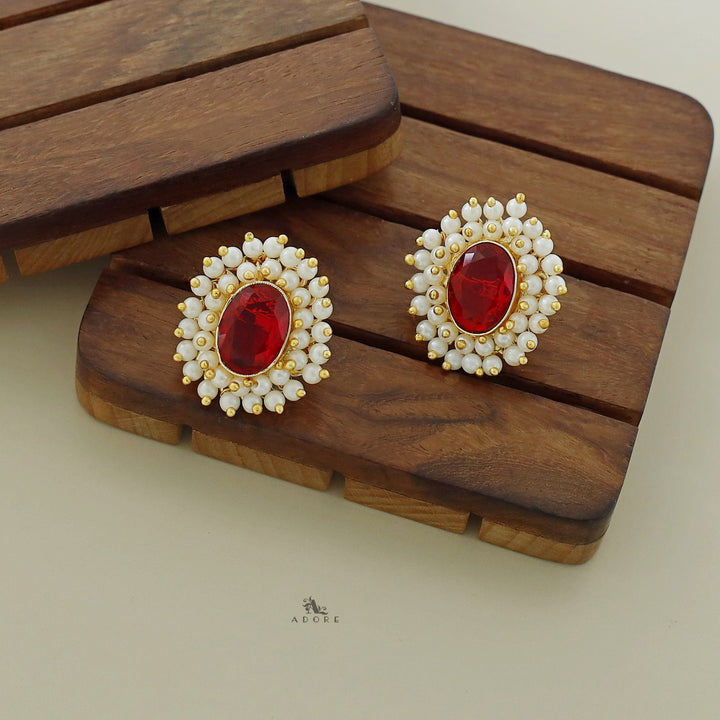Ahelia Glossy Oval Cluster Pearl Earring