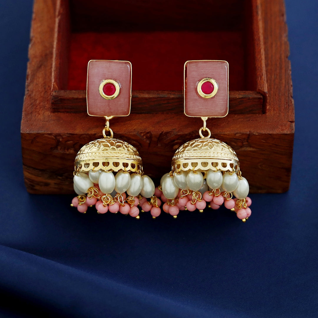 Barnali Pearl Beaded Ghungroo Jhumka Neckcuff With Earring