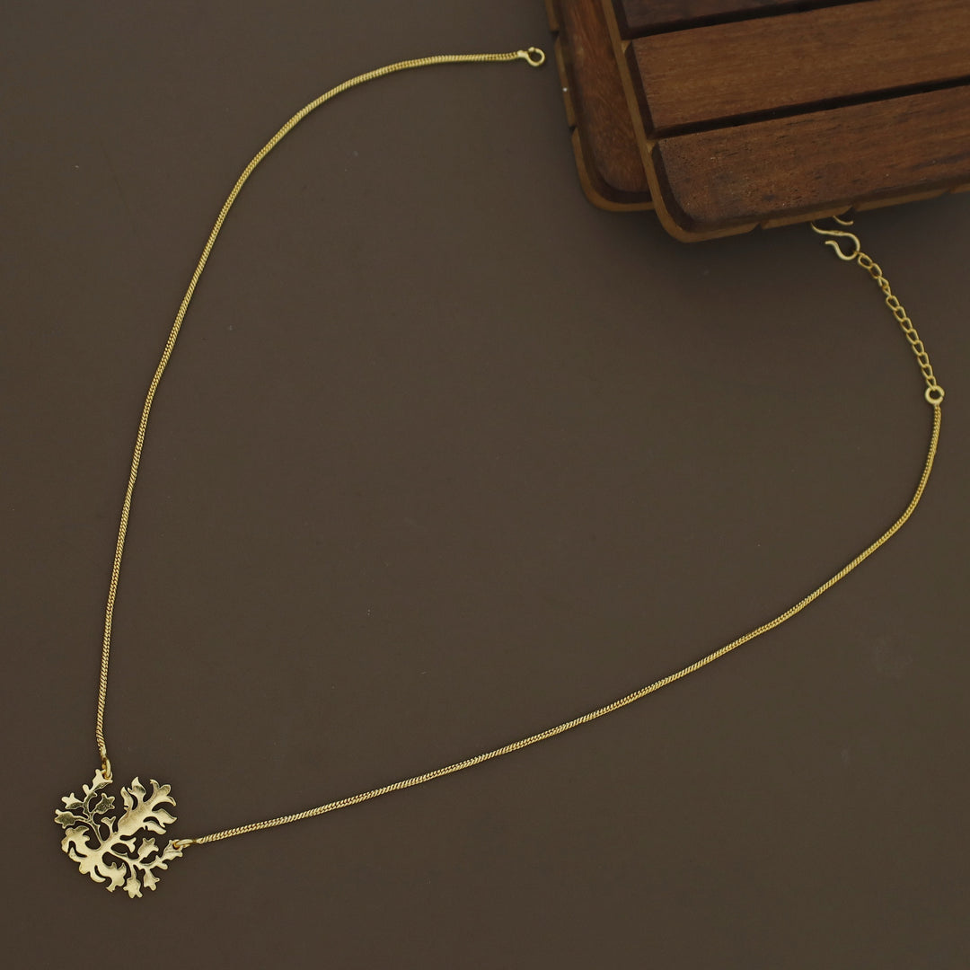 Fern Golden Leaf Pendant Neckpiece