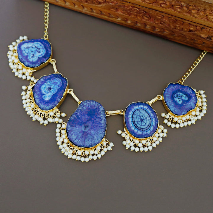 Aspeny Agate Pearl Neckpiece