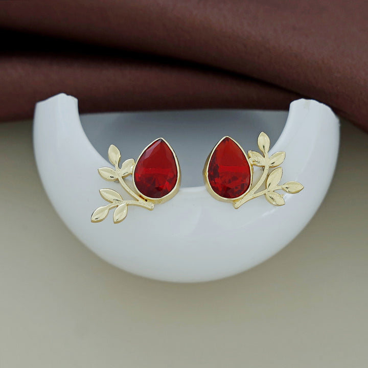 Golden Leafy Drop Glossy Earring