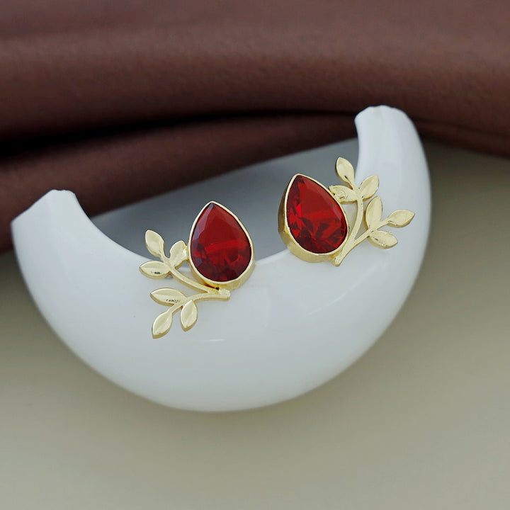 Golden Leafy Drop Glossy Earring