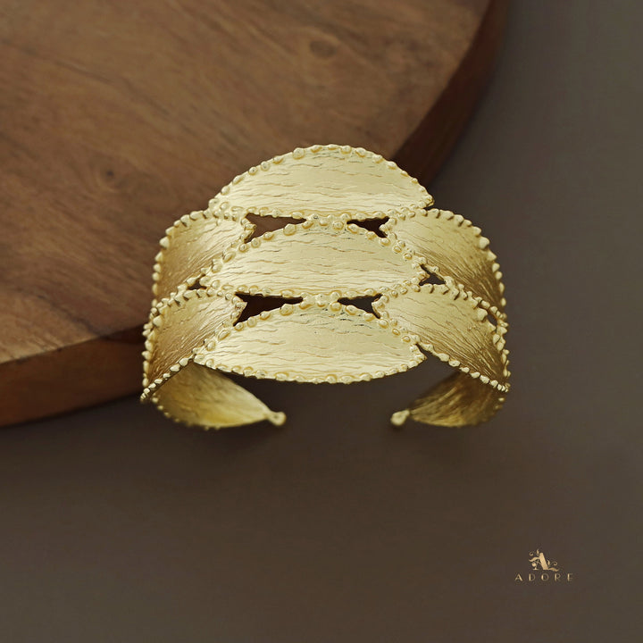 Clarissa Golden Textured Leaf Bangle