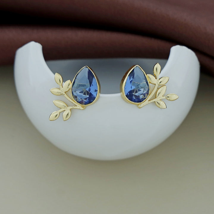 Golden Leafy Drop Glossy Earring