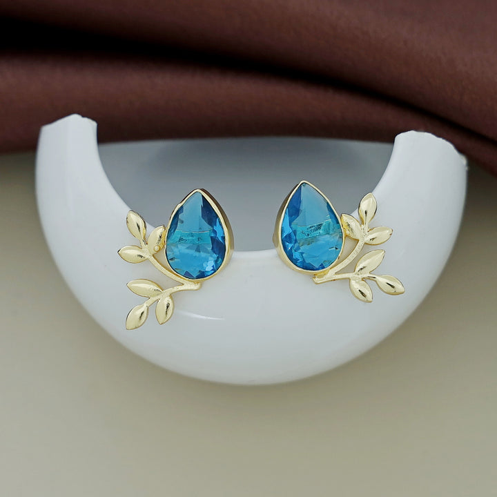 Golden Leafy Drop Glossy Earring