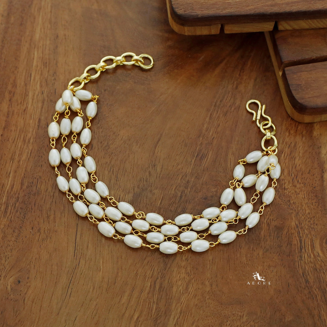 Golden Layered Pearl Bracelet