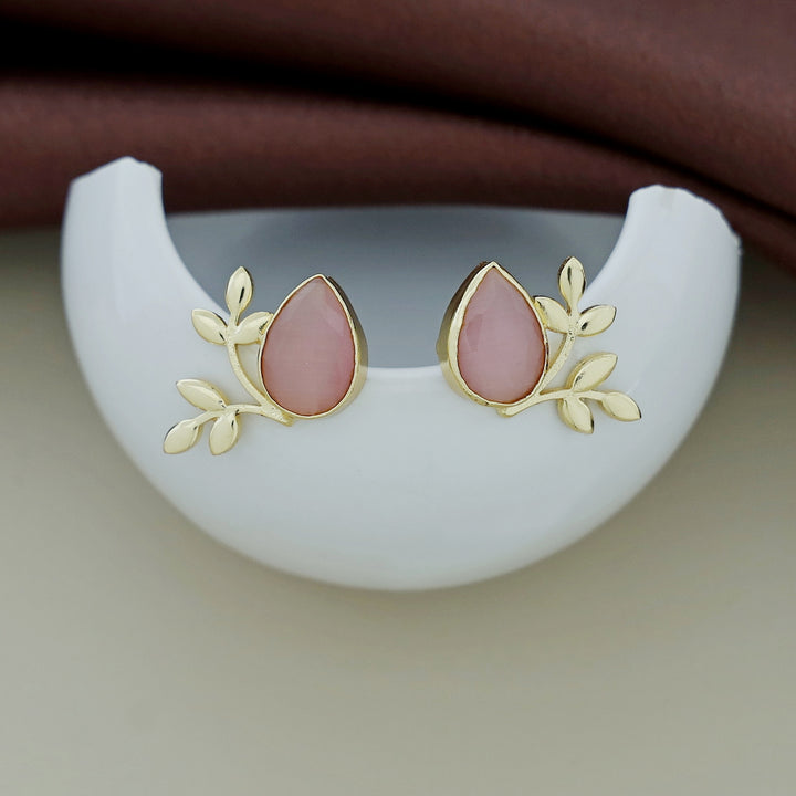 Golden Leafy Drop Glossy Earring