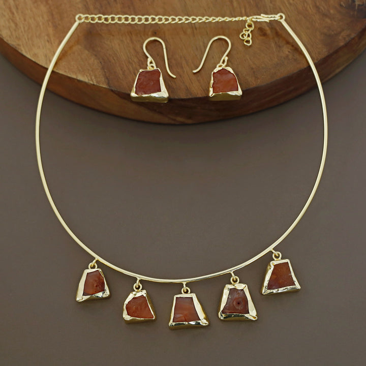 Colby 5 Raw Stone Neck Cuff With Drop