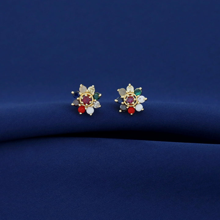 Drithi Navratna Floral Stud