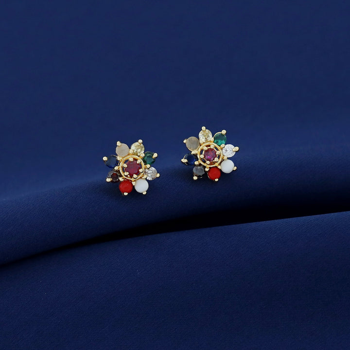 Drithi Navratna Floral Stud
