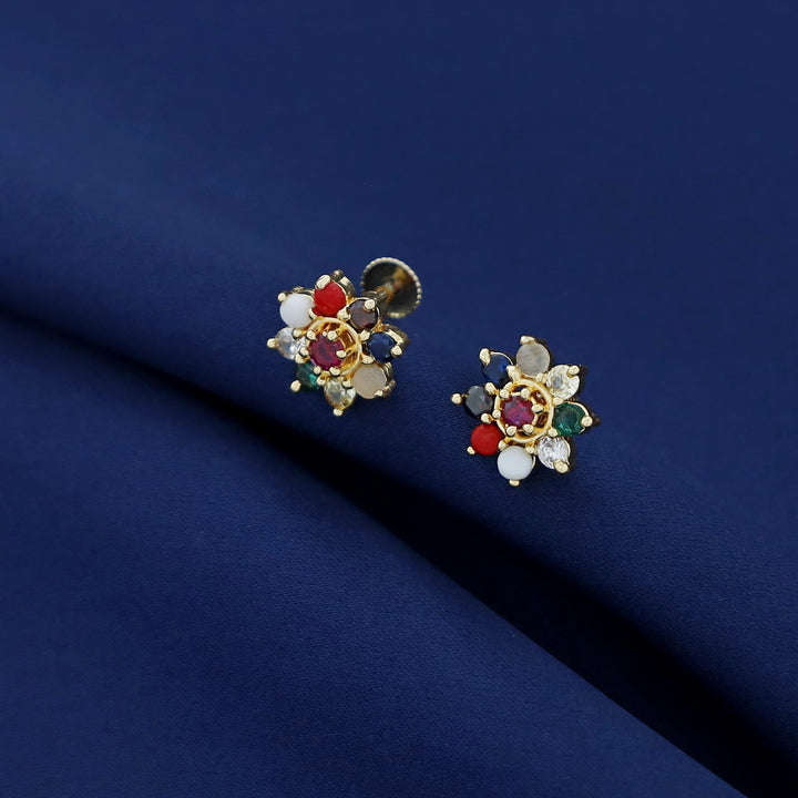 Drithi Navratna Floral Stud
