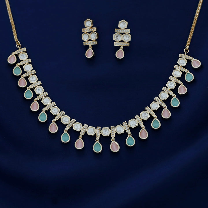 Lainika Kundan Drop Glossy Neckpiece With Earring