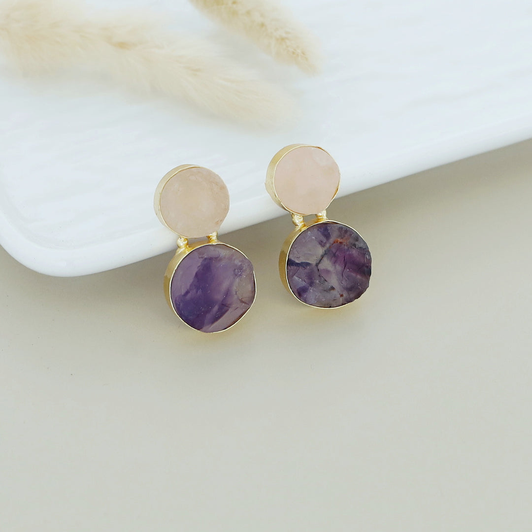 Snowman Raw Stone Earring