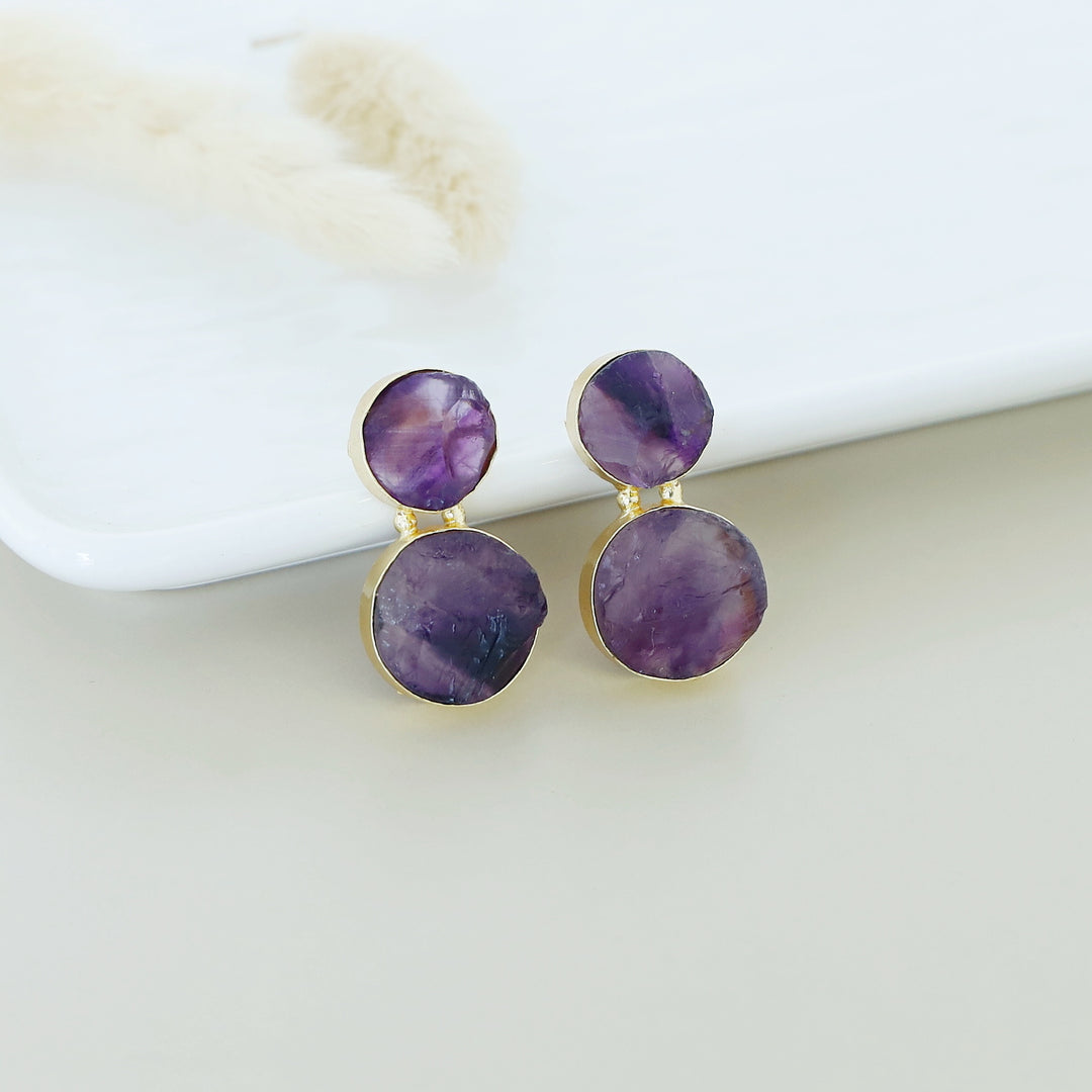 Snowman Raw Stone Earring