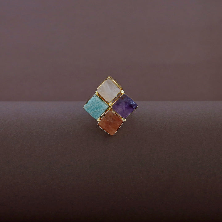 Roshva Tetra Raw Stone Ring