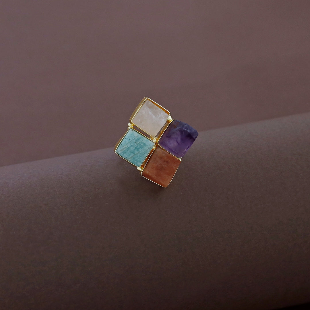 Roshva Tetra Raw Stone Ring