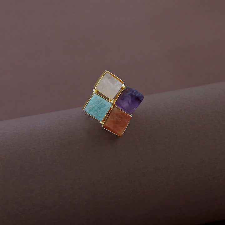 Roshva Tetra Raw Stone Ring