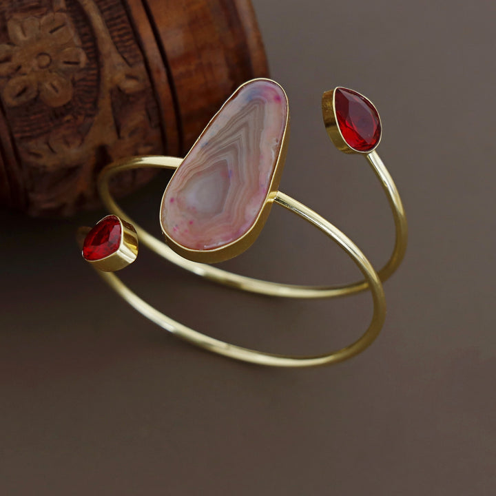 Isabella Golden Agate + Glossy Stone Bangle