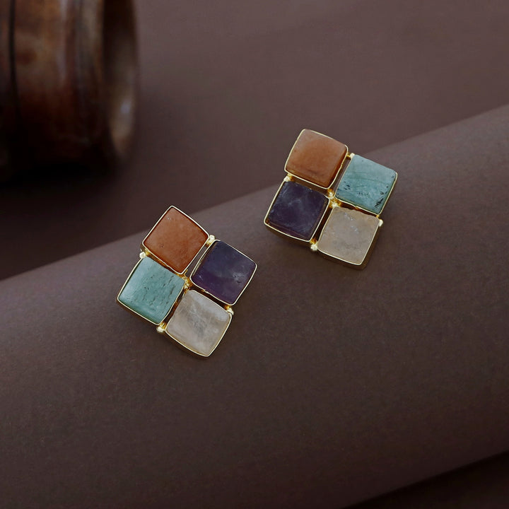Roshva Tetra Raw Stone Earring