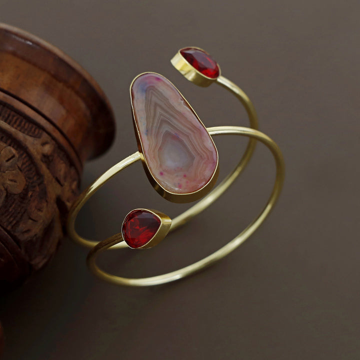 Isabella Golden Agate + Glossy Stone Bangle