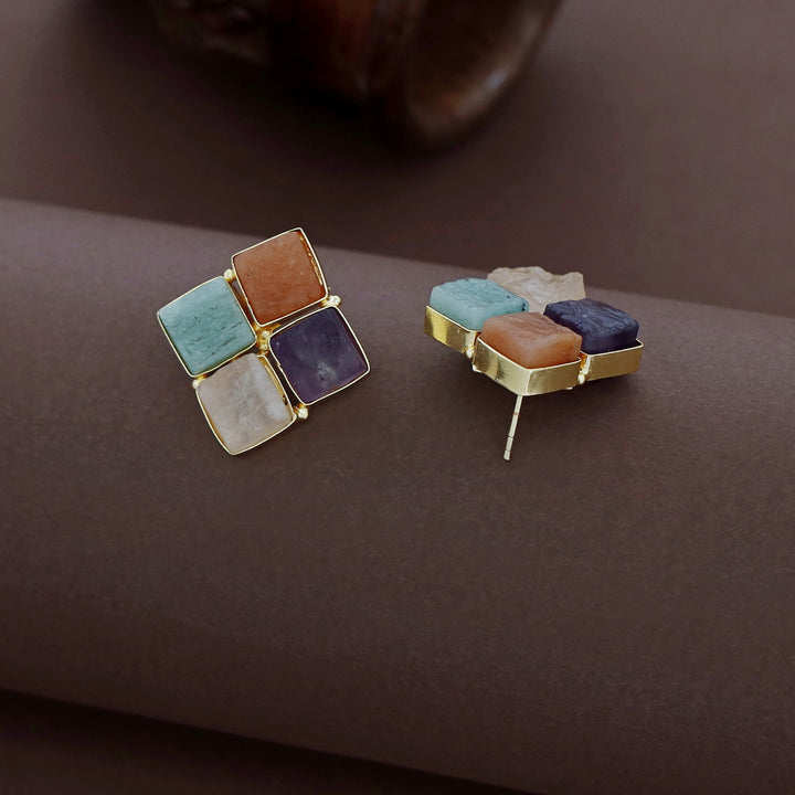Roshva Tetra Raw Stone Earring