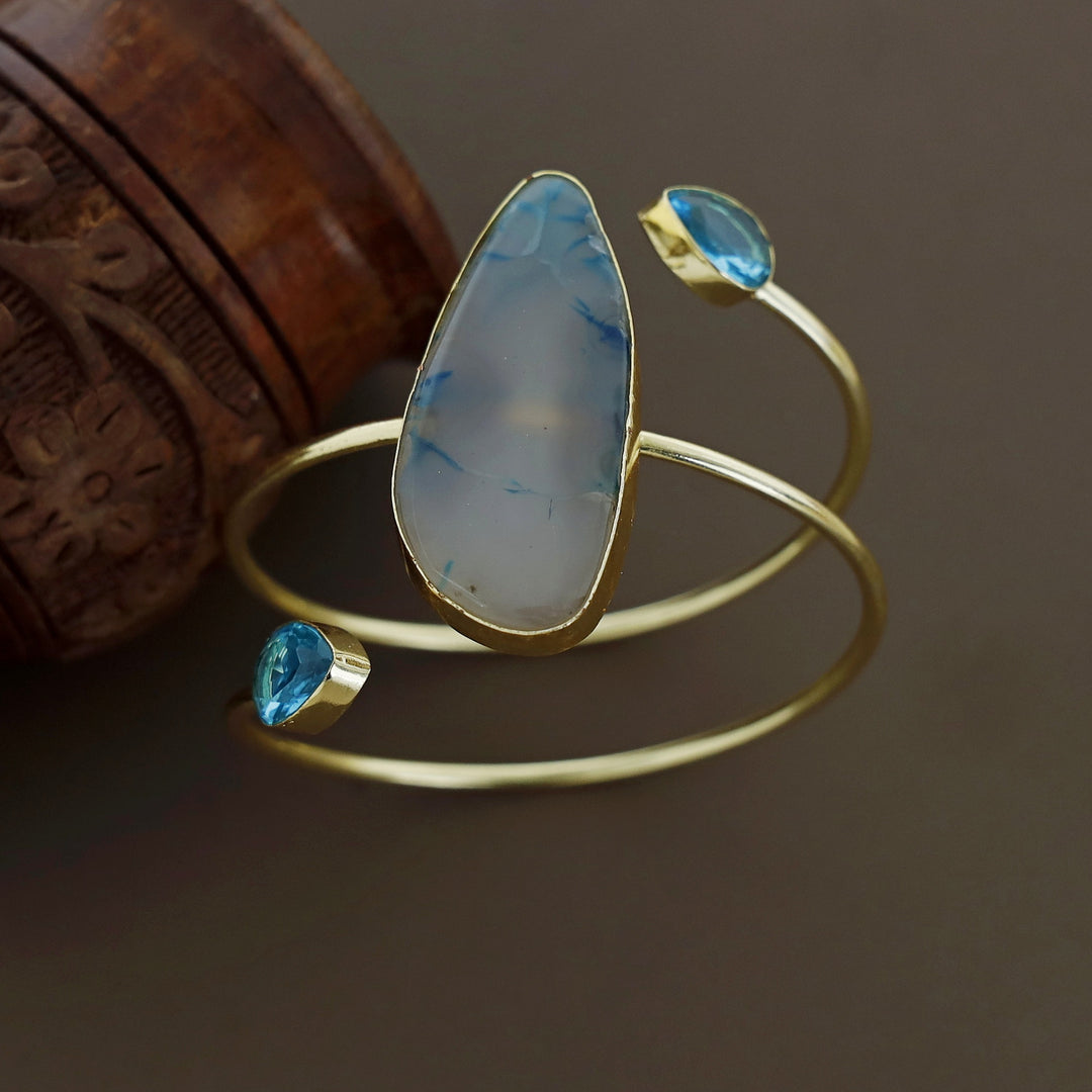 Isabella Golden Agate + Glossy Stone Bangle