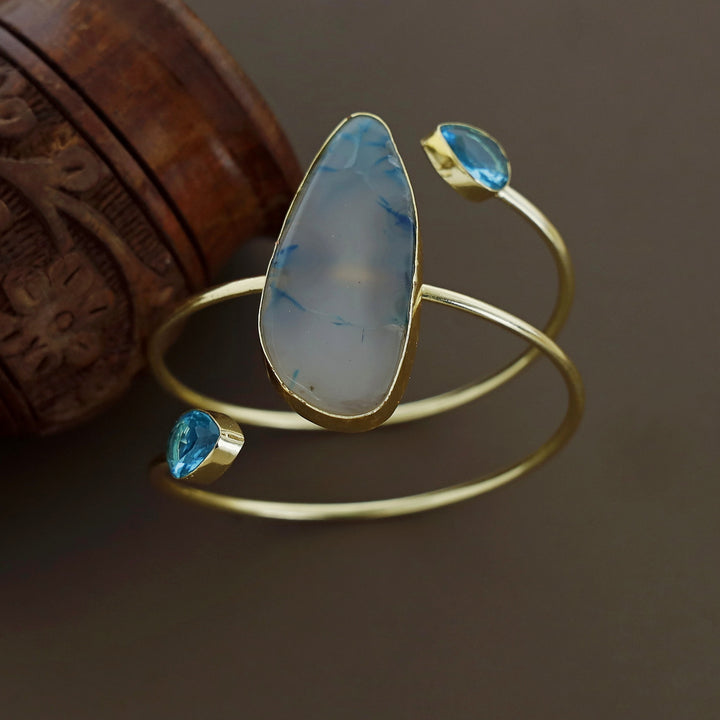 Isabella Golden Agate + Glossy Stone Bangle