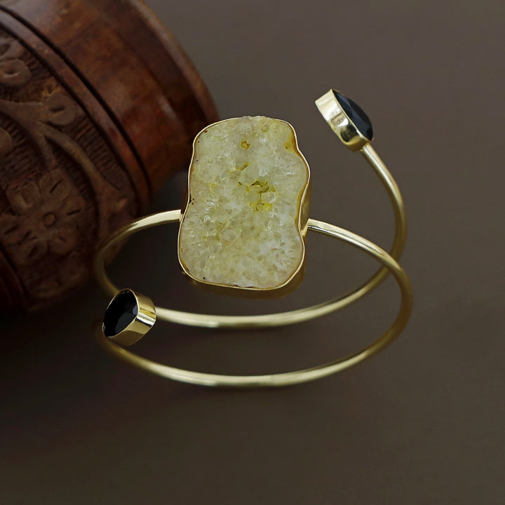 Isabella Golden Agate + Glossy Stone Bangle