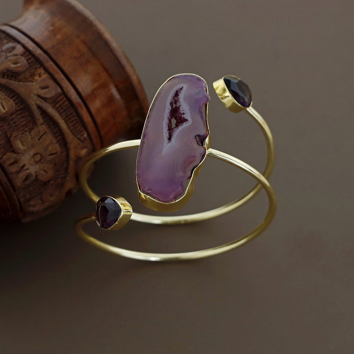 Isabella Golden Agate + Glossy Stone Bangle