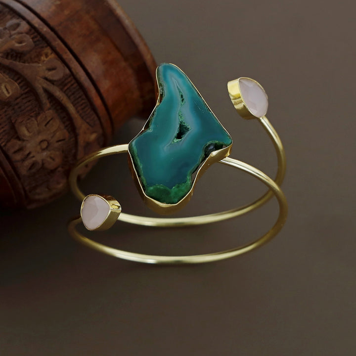 Isabella Golden Agate + Glossy Stone Bangle