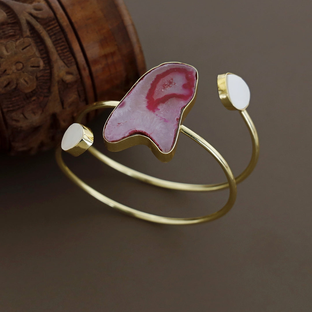 Isabella Golden Agate + Glossy Stone Bangle