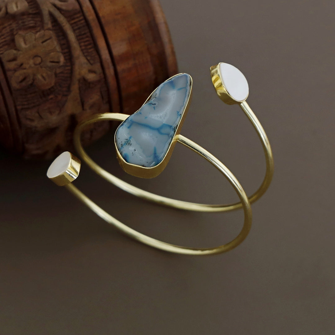 Isabella Golden Agate + Glossy Stone Bangle
