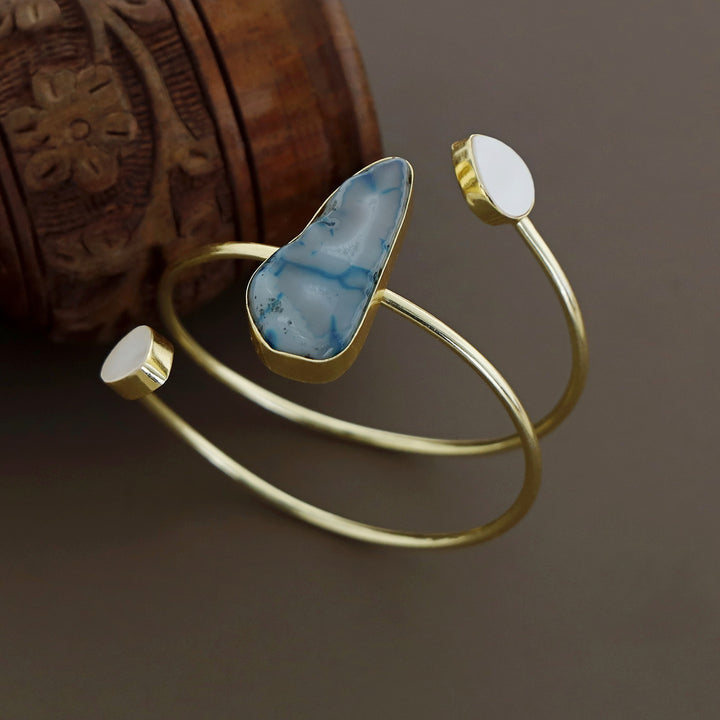 Isabella Golden Agate + Glossy Stone Bangle