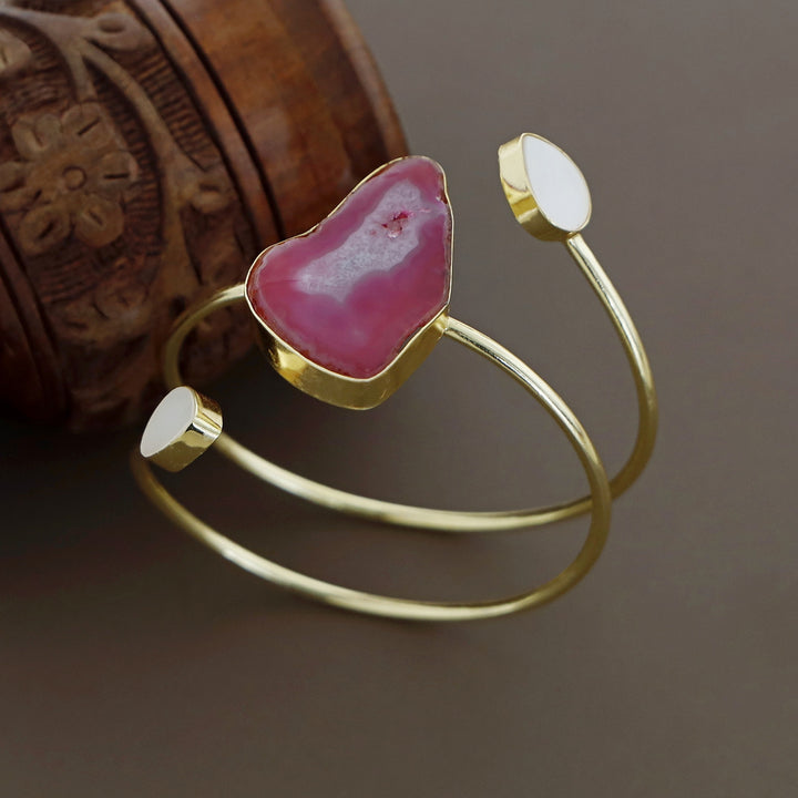 Isabella Golden Agate + Glossy Stone Bangle