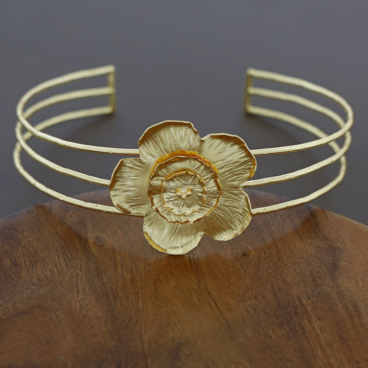 Tria Golden Tri Layer Floral Neck Cuff