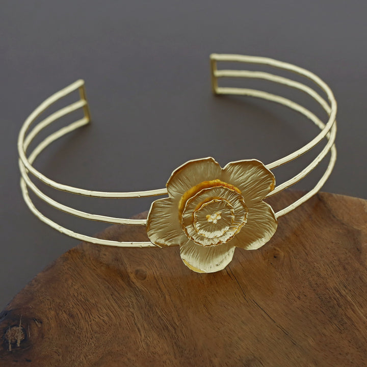 Tria Golden Tri Layer Floral Neck Cuff