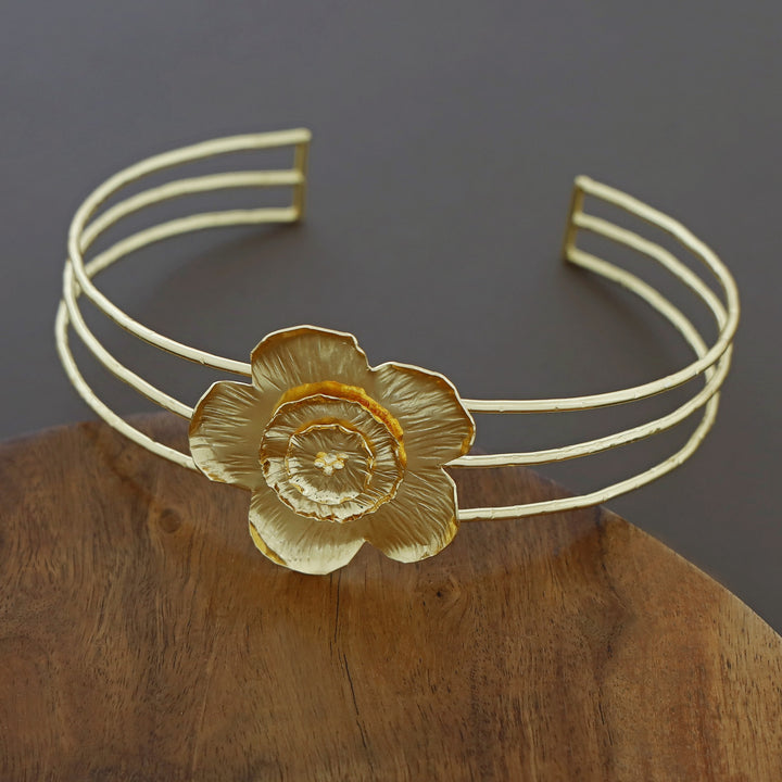Tria Golden Tri Layer Floral Neck Cuff