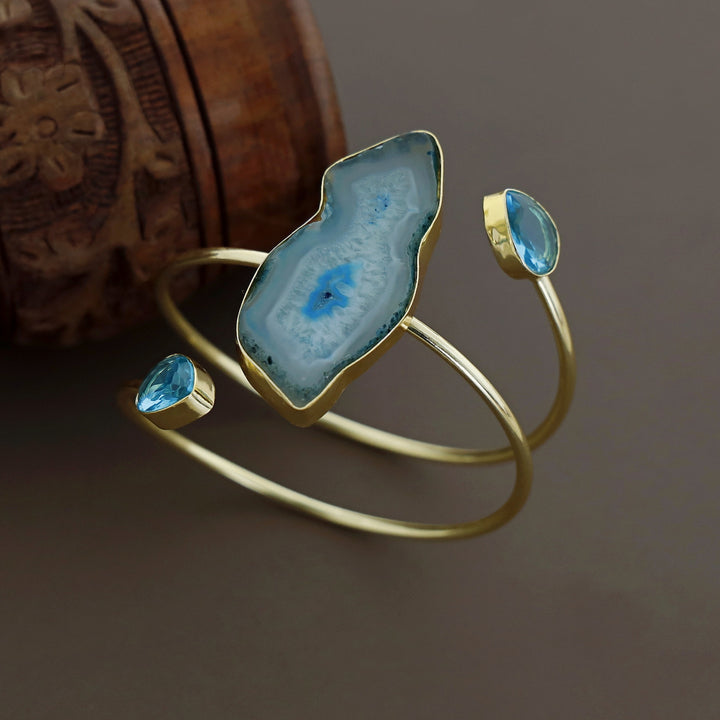 Isabella Golden Agate + Glossy Stone Bangle