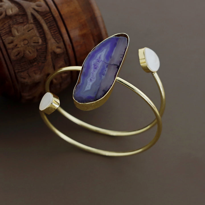 Isabella Golden Agate + Glossy Stone Bangle