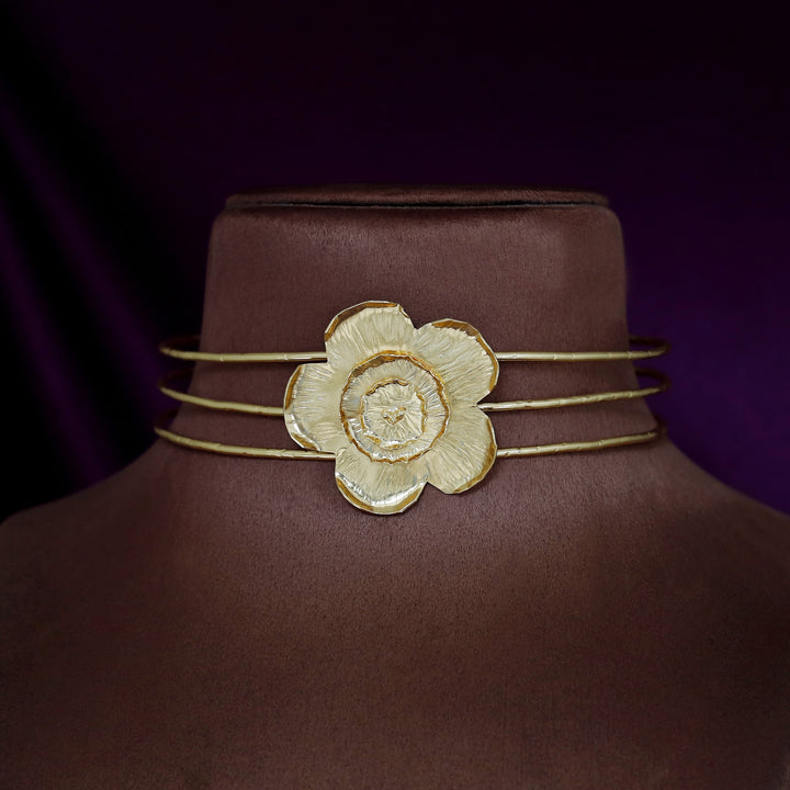 Tria Golden Tri Layer Floral Neck Cuff