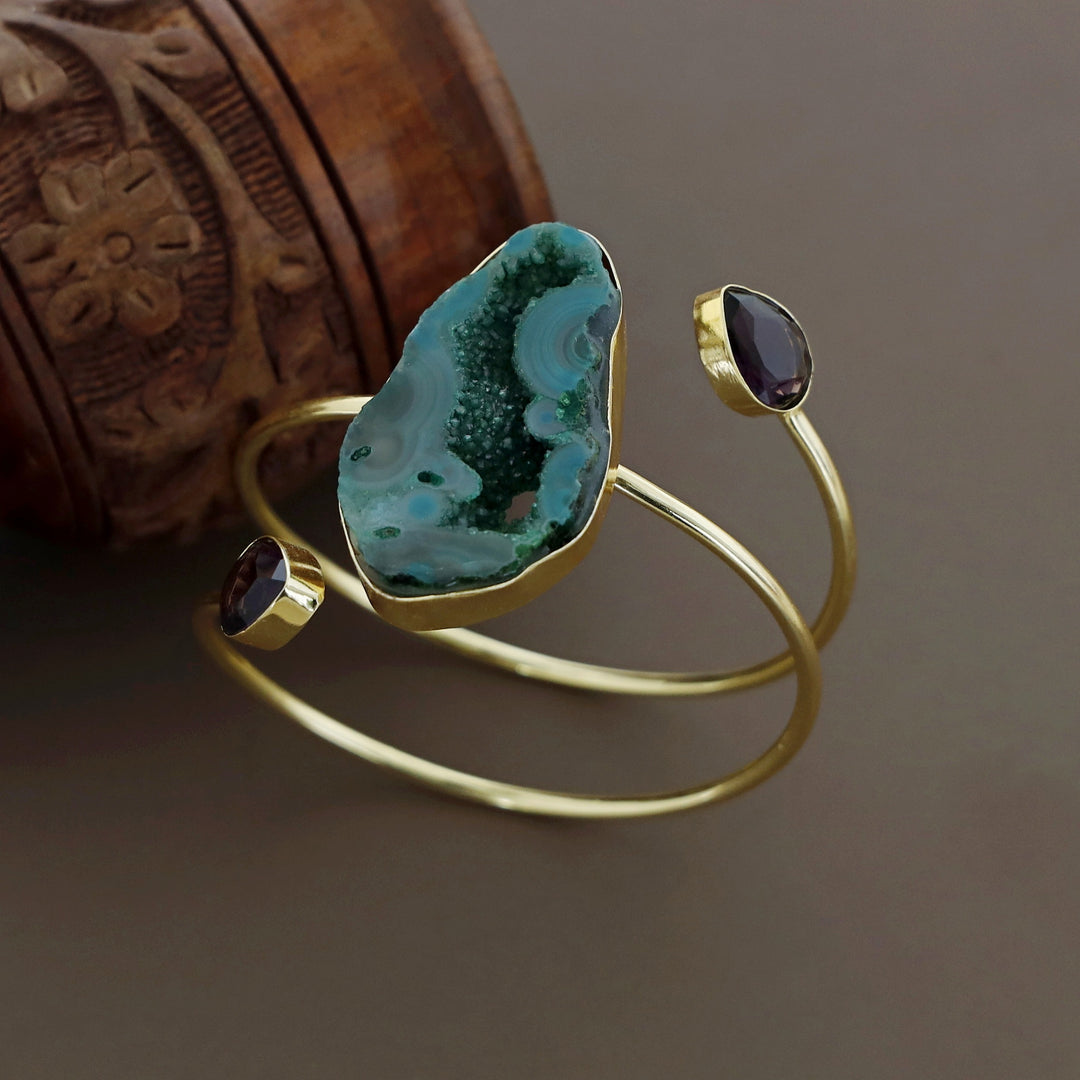 Isabella Golden Agate + Glossy Stone Bangle