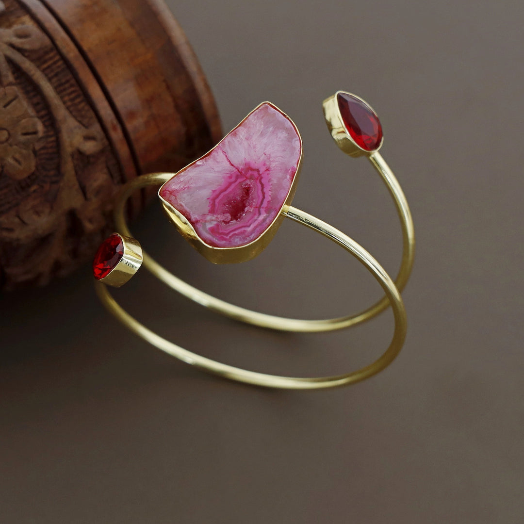 Isabella Golden Agate + Glossy Stone Bangle