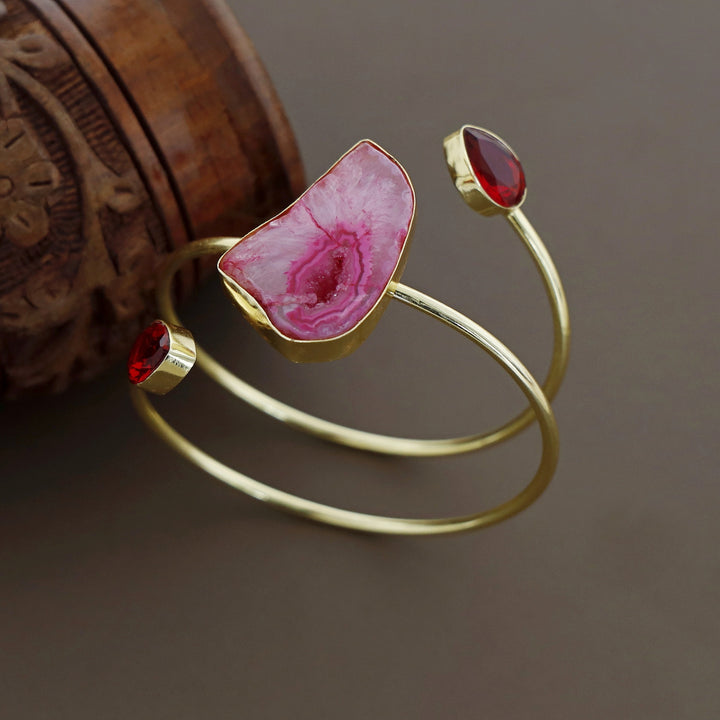 Isabella Golden Agate + Glossy Stone Bangle