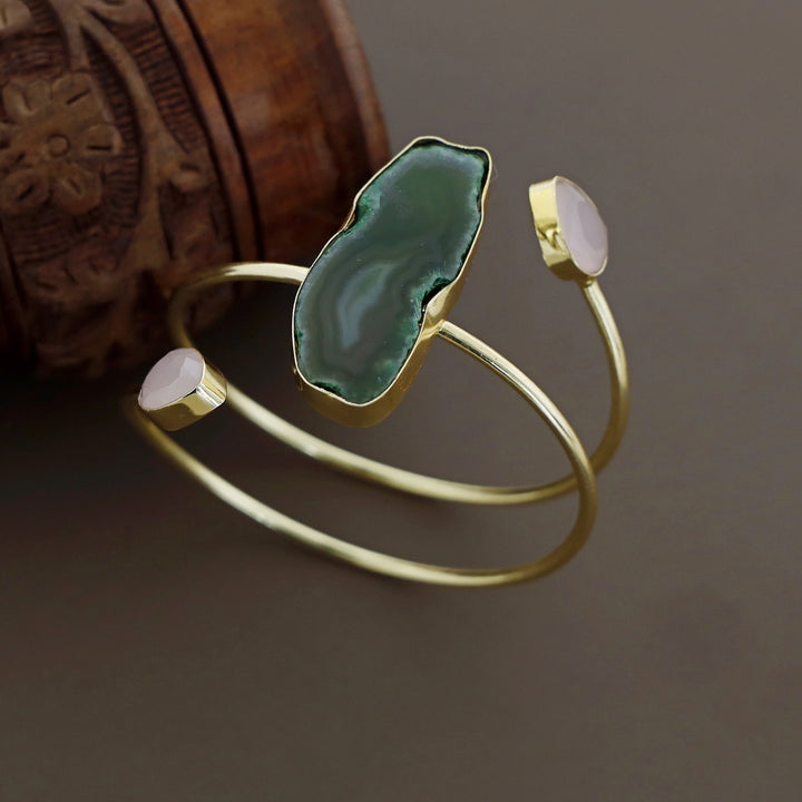 Isabella Golden Agate + Glossy Stone Bangle