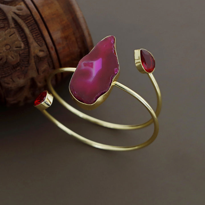Isabella Golden Agate + Glossy Stone Bangle