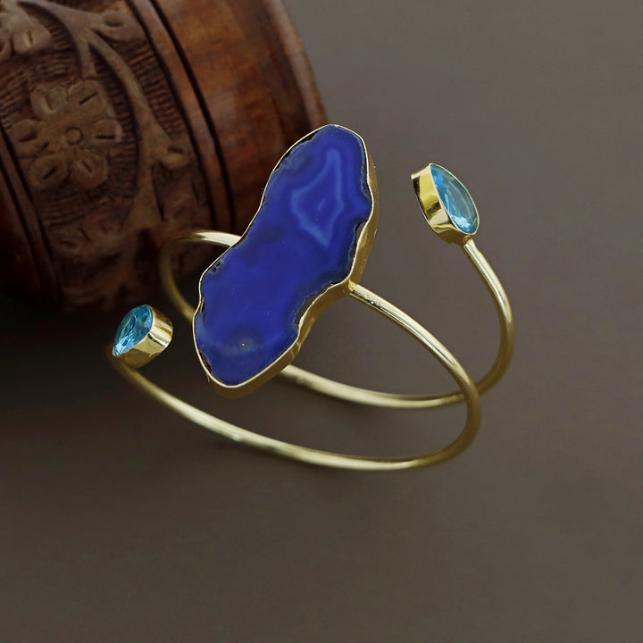 Isabella Golden Agate + Glossy Stone Bangle